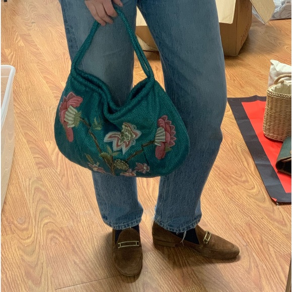 Moyna Handbag Floral Embroidery Boho Fairy Fairycore Mermaidcore Tapestry - Picture 7 of 10